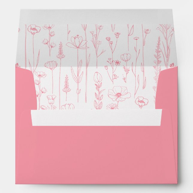 Pretty Pink Wildflower Printed Envelope Interior (Back (Bottom))