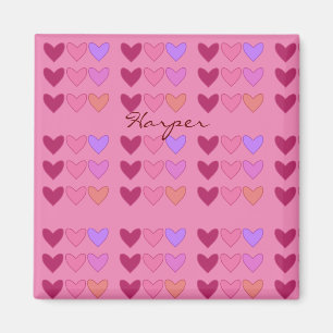 Pretty Pink With Hearts Colourful Girls Magnet