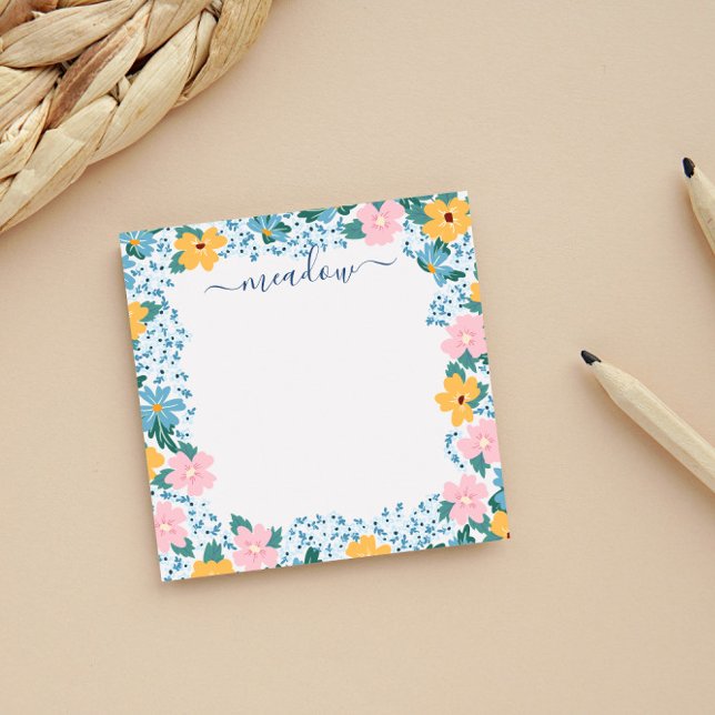 Pretty Pink & Yellow Floral Frame Post-it Notes (Creator Uploaded)