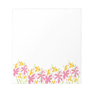 Pretty Pink & Yellow Wildflower Notepad