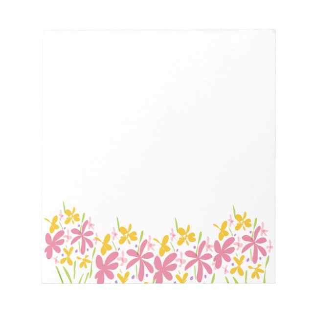Pretty Pink & Yellow Wildflower Notepad (Front)