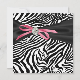 Pretty Pink Zebra Party Invitation