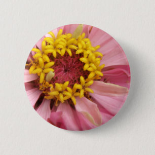 Pretty Pink Zinnia Button