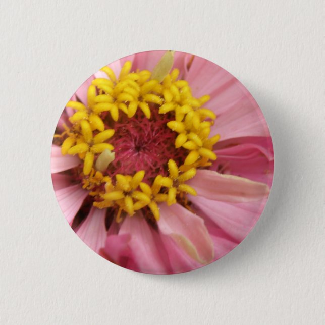 Pretty Pink Zinnia Button (Front)