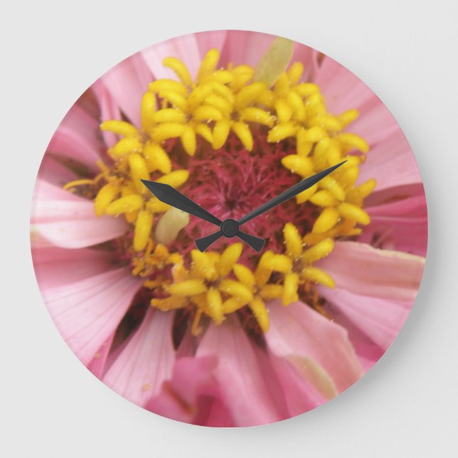Pretty Pink Zinnia Wall Clock (Front)