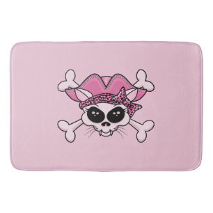 Pretty Pirate Kitty Skull Bath Mat