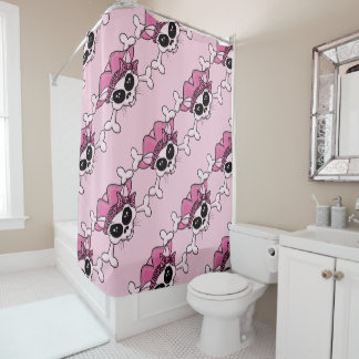 Pretty Pirate Kitty Skull Shower Curtain