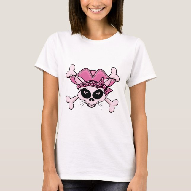 Pretty Pirate Kitty Skull T-Shirt (Front)
