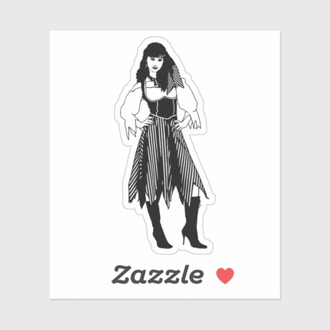 Pretty Pirate Lady Fantasy original nautical Art (Sheet)