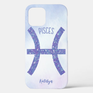 Pretty Pisces Astrology Sign Personalised Purple iPhone 12 Pro Case