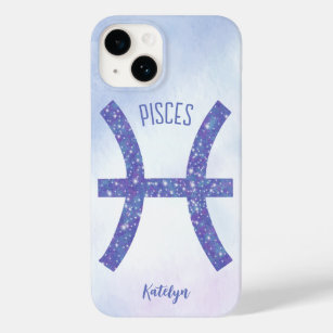 Pretty Pisces Astrology Sign Personalised Purple Case-Mate iPhone 14 Case