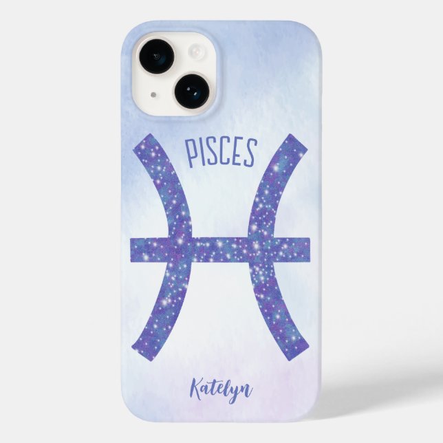 Pretty Pisces Astrology Sign Personalised Purple Case-Mate iPhone Case (Back)
