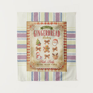 Pretty Plaid background retro rustic Gingerbread Tapestry