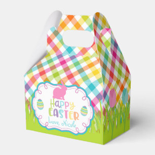 Pretty Plaid Happy Easter Personalised Gable Box