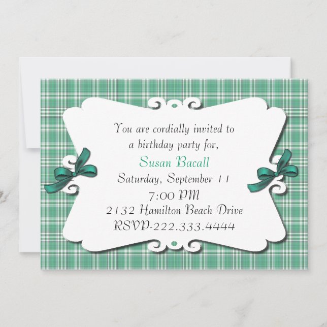 Pretty plaid invitation (Front)