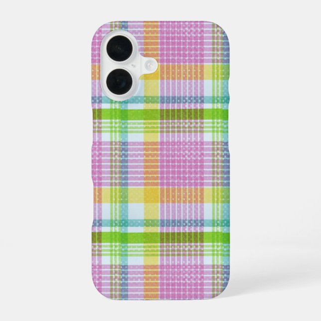 Pretty Plaid Pattern iPhone 16 Case (Back)