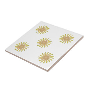 Pretty Plant Flower With Earth Tone Curvy Petals  Ceramic Tile