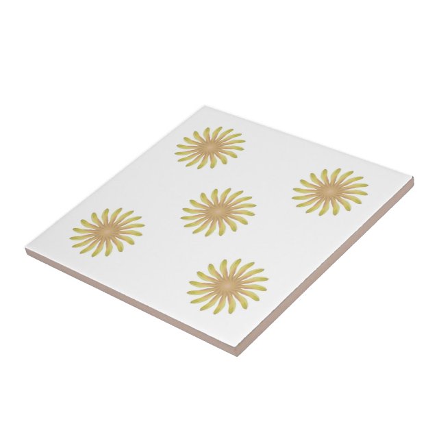 Pretty Plant Flower With Earth Tone Curvy Petals  Ceramic Tile (Side)