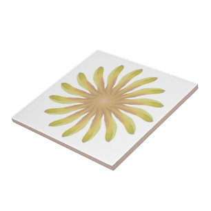Pretty Plant Flower With Earth Tone Curvy Petals Ceramic Tile