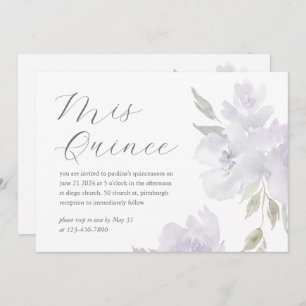 Pretty Plum Floral 15th Birthday Quinceañera Photo Invitation