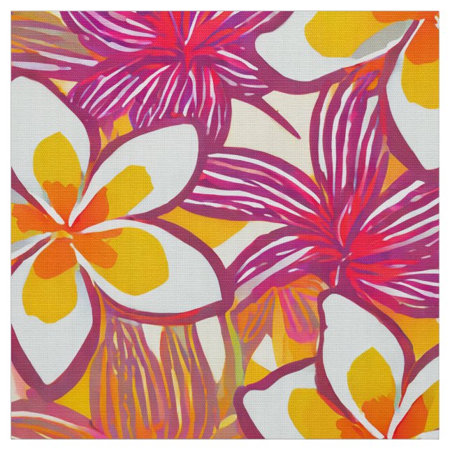 Pretty plumeria aloha print fabric (Swatch)