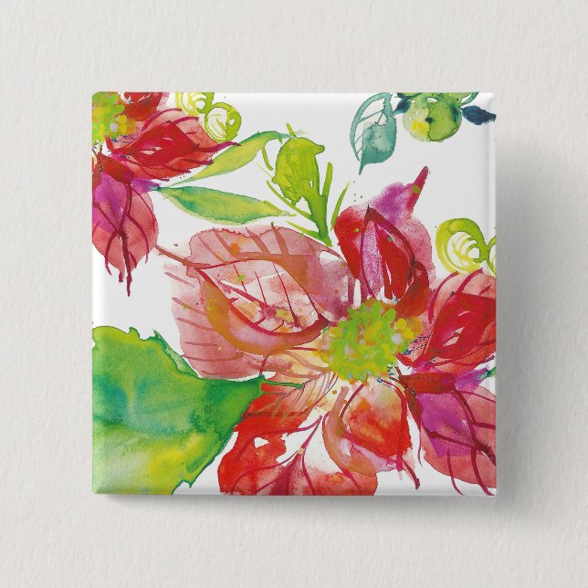 Pretty Poinsettia | Bright Neon 15 Cm Square Badge (Front)