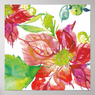 Pretty Poinsettia   Bright Neon Poster