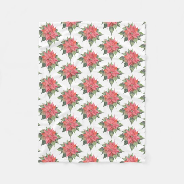 Pretty Poinsettia Fleece Blanket (Front)