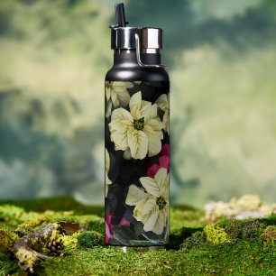 Pretty Poinsettia Plants Floral Water Bottle