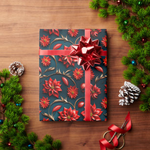 Pretty Poinsettia Wrapping Paper