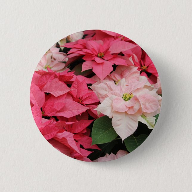 Pretty Poinsettias Holiday Button (Front)