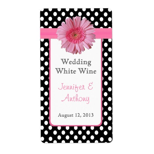 Pretty Polka Dot & Daisy Wedding Wine Labels