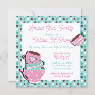 Pretty Polka dot Tea Party Invitation