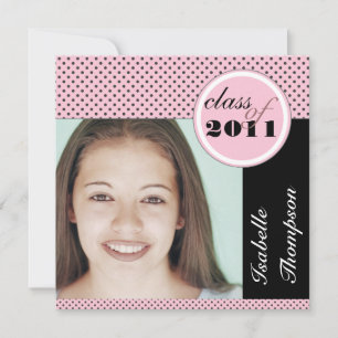 Pretty Polka Dots Modern Graduation Party Invitation