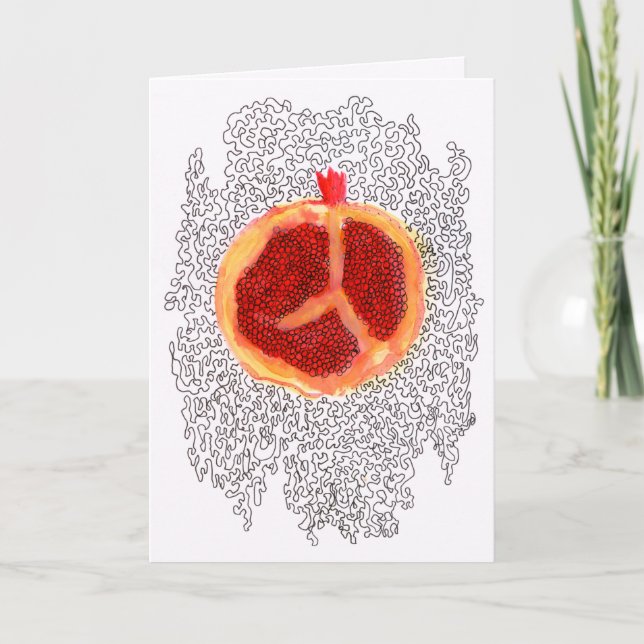 Pretty Pomegranate Rosh HaShanah Greeting Card (Front)