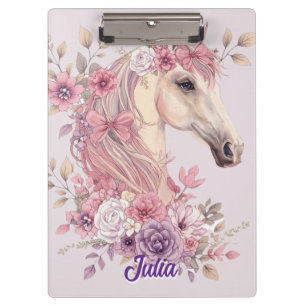 Pretty Ponies and Petals Horse Binder for Girls Clipboard