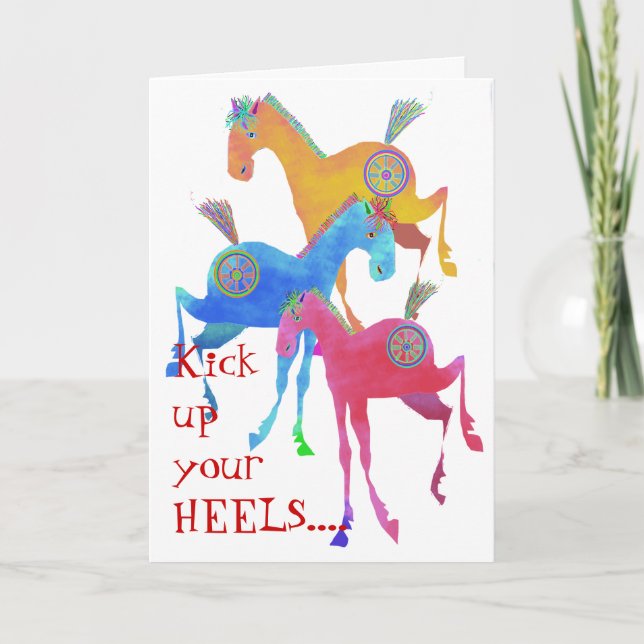 Pretty Ponies Red birthday  card (Front)