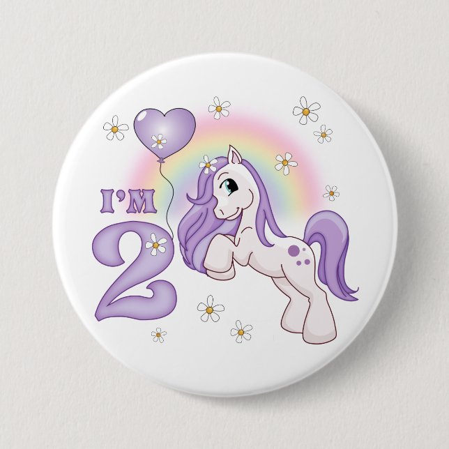 Pretty Pony 2nd Birthday 7.5 Cm Round Badge (Front)