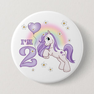 Pretty Pony 2nd Birthday 7.5 Cm Round Badge