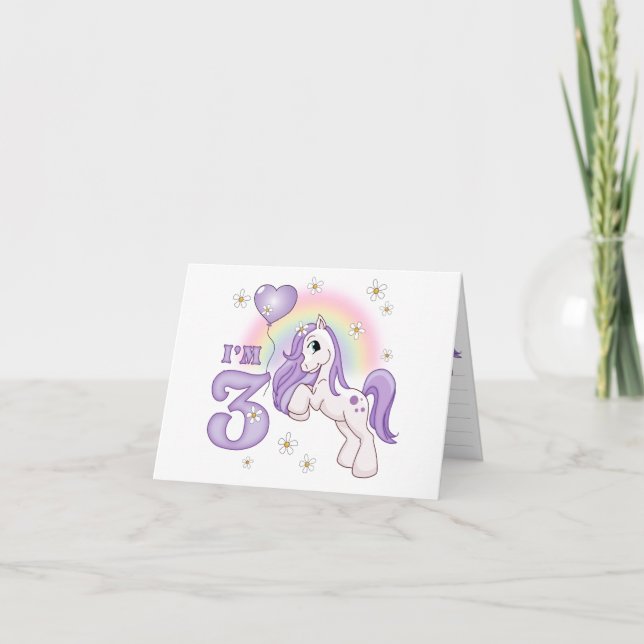 Pretty Pony 3rd Birthday Fill-in Invitations (Front)