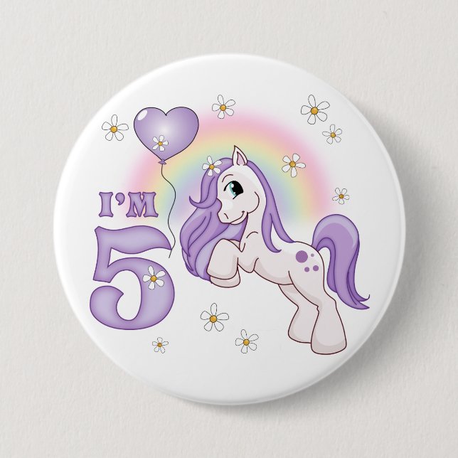 Pretty Pony 5th Birthday 7.5 Cm Round Badge (Front)