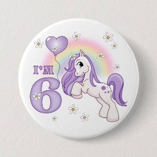 Pretty Pony 6th Birthday 7.5 Cm Round Badge