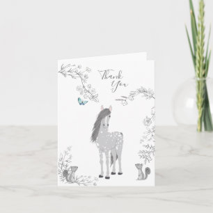 Pretty Pony and Squirrels Woodland Forest Horse Thank You Card