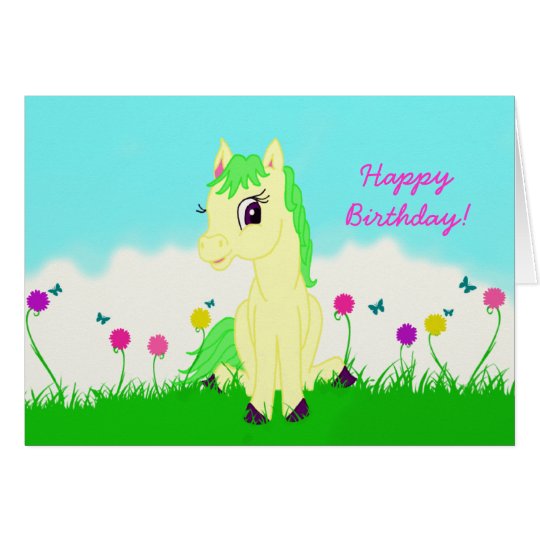 Pretty Pony Girl's Birthday Card