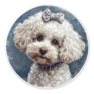 Pretty Poodle  Ceramic Knob