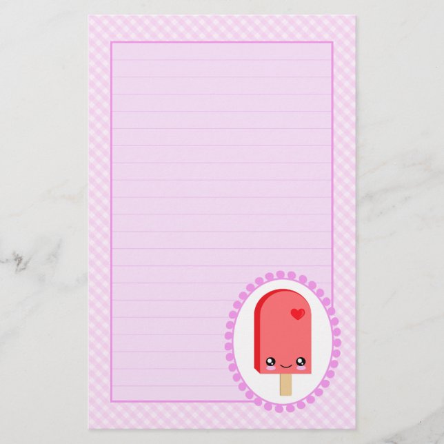 Pretty Popsicles Cherry Fruit Kawaii Stationery (Front)