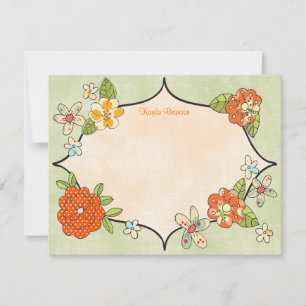 Pretty Posies Personalised Note Cards Tangerine