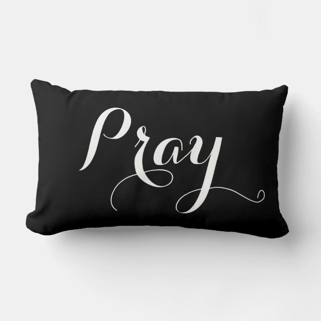 pretty PRAY in script lettering | Lumbar Cushion (Front)