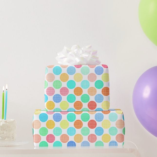 Pretty Preppy Summer Colours Polka Dots Pattern Wrapping Paper (Party Gifts)