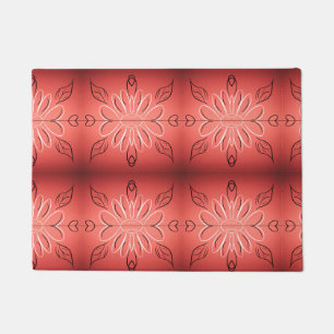 Pretty Pretty Coral Flowered Floor Mat